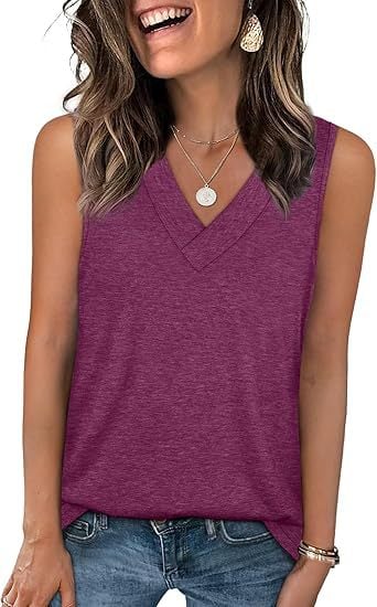 đSummer Promotion 50% OFFâ¨Women's Sleeveless V-Neck Slimming Loose Fit Casual Tank Top