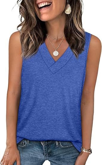 🎁Summer Promotion 50% OFF✨Women's Sleeveless V-Neck Slimming Loose Fit Casual Tank Top